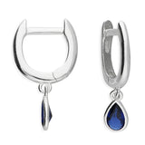 Sapphire Blue Horseshoe Hoop Earrings