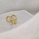 Star Charm Hoops in Gold