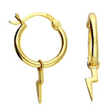 Lightening Bolt Hoop Earrings in Gold