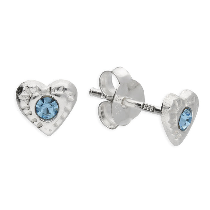 Blue Heart Stud Earrings