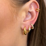 Tiny Heart Huggie Hoop in Gold