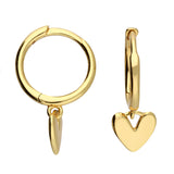 Organic Heart Huggie Hoops in Gold