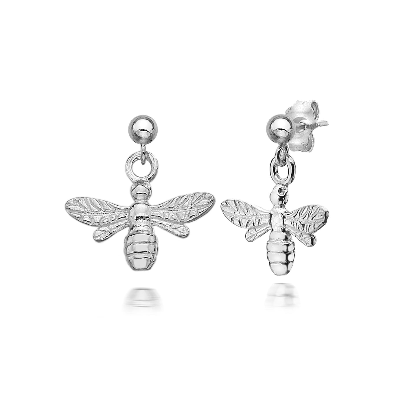 Bumble Bee Silver Drop Earrings