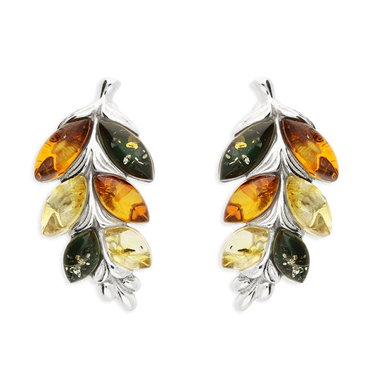 Mixed Amber Leaf Stud Earrings