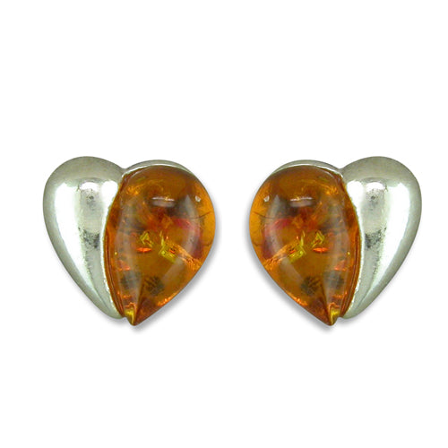 Amber Heart Stud Earrings