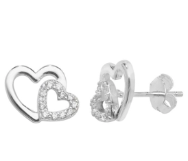 Sparkle Double Heart Studs