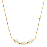 Triple Pearl Necklace in Gold