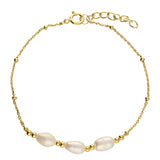 Triple Pearl Bracelet in Gold