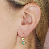 Green Turtle Single Huggie Hoop in Gold