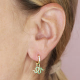 Green Snake Single Huggie Hoop in Gold