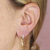 Blue Lightning Bolt Single Huggie Hoop in Gold