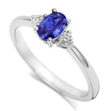 18ct White Gold Oval Tanzanite & Diamond Ring