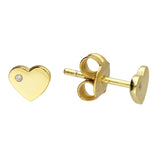 Flat Heart Studs in Gold