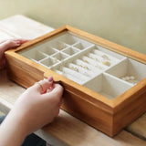 Glass Top Wooden Jewellery Box