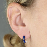 Sapphire Blue Baguette Huggie Hoops