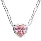 Pink Heart Trace Necklace