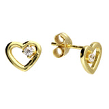 CZ Heart Studs in Gold