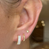 Baguette Huggie Hoops in Gold