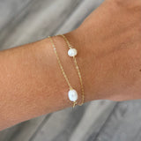 Double Chain Pearl Bracelet in Gold