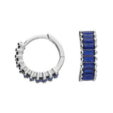Sapphire Blue Baguette Huggie Hoops