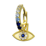 Blue Evil Eye Single Huggie Hoop in Gold