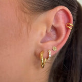 Baguette Mini Huggie Hoops in Gold