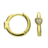 Tiny Heart Huggie Hoop in Gold