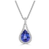 18ct White Gold Pear Cut Tanzanite & Diamond Necklace