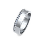 Offset Channel Diamond White Gold Wedding Band