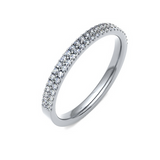 Double Row Round Claw White Gold Wedding Band