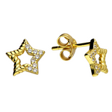 Twisted Sparkle Star Studs in Gold