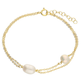Double Chain Pearl Bracelet in Gold