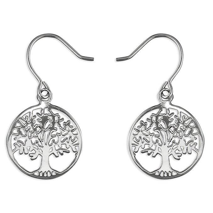 Round Tree Of Life Drop Earrings