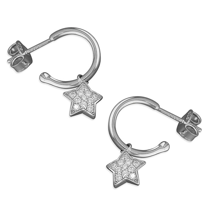 Sparkle Star Hoop Earrings