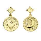 Sun & Moon Drop Earrings in Gold