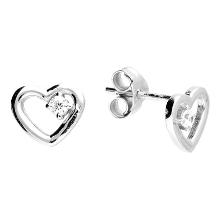 Cz Open Heart Studs