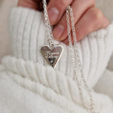 Signature Hand Engraved Script Maxi Heart Necklace