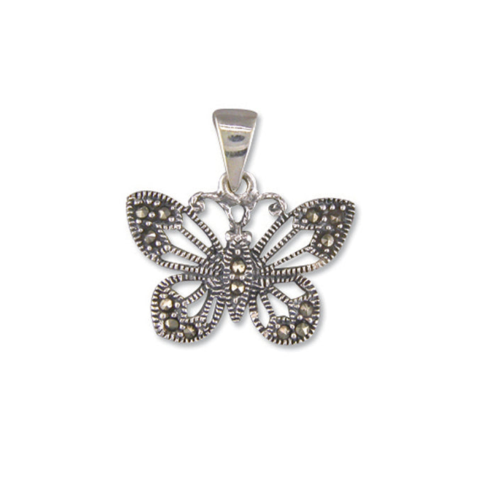 Marcasite Butterfly Pendant Necklace