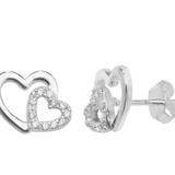 Sparkle Double Heart Studs