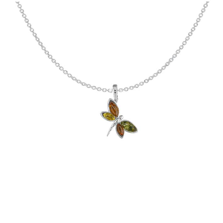 Mixed Amber Dragonfly Necklace