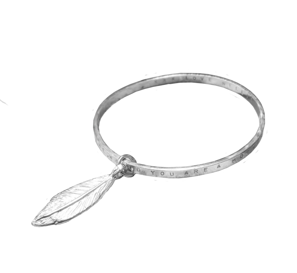 Signature Feather Quote Bangle