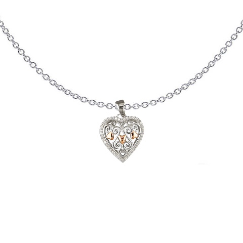Filigree Rose Heart Necklace