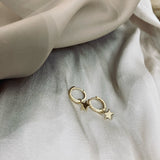 Star Charm Hoops in Gold