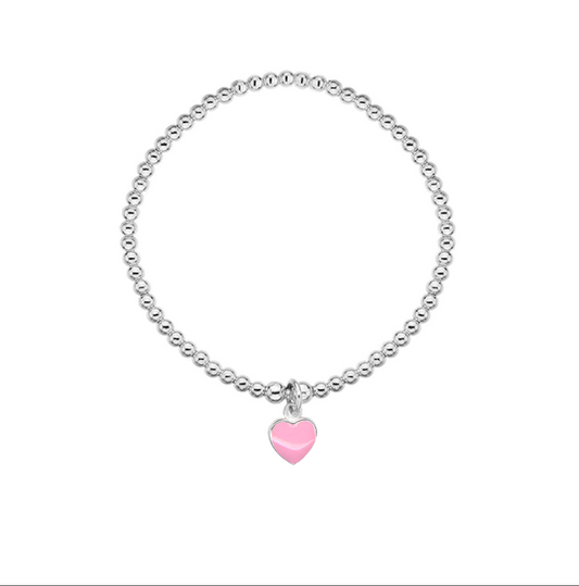 Pink Enamel Heart Bracelet